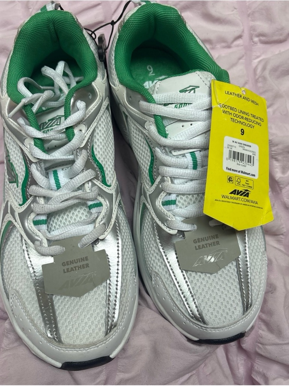 Avia White and Green Women's Running Sneakers